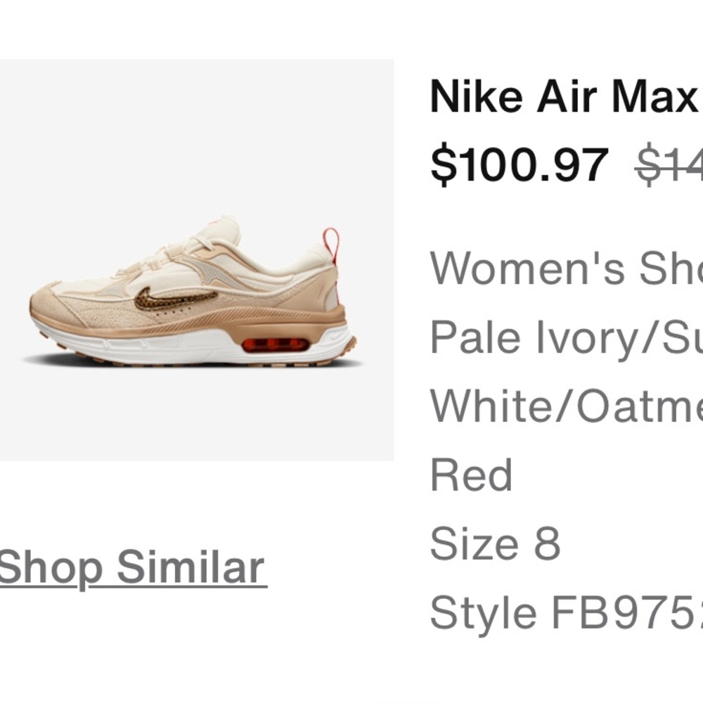 Nike Air Max Bliss Women's Sneakers - Ivory and Red